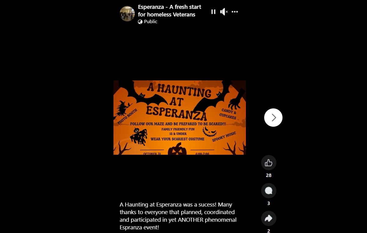 Orange "A Haunting at Esperanza" Halloween flyer