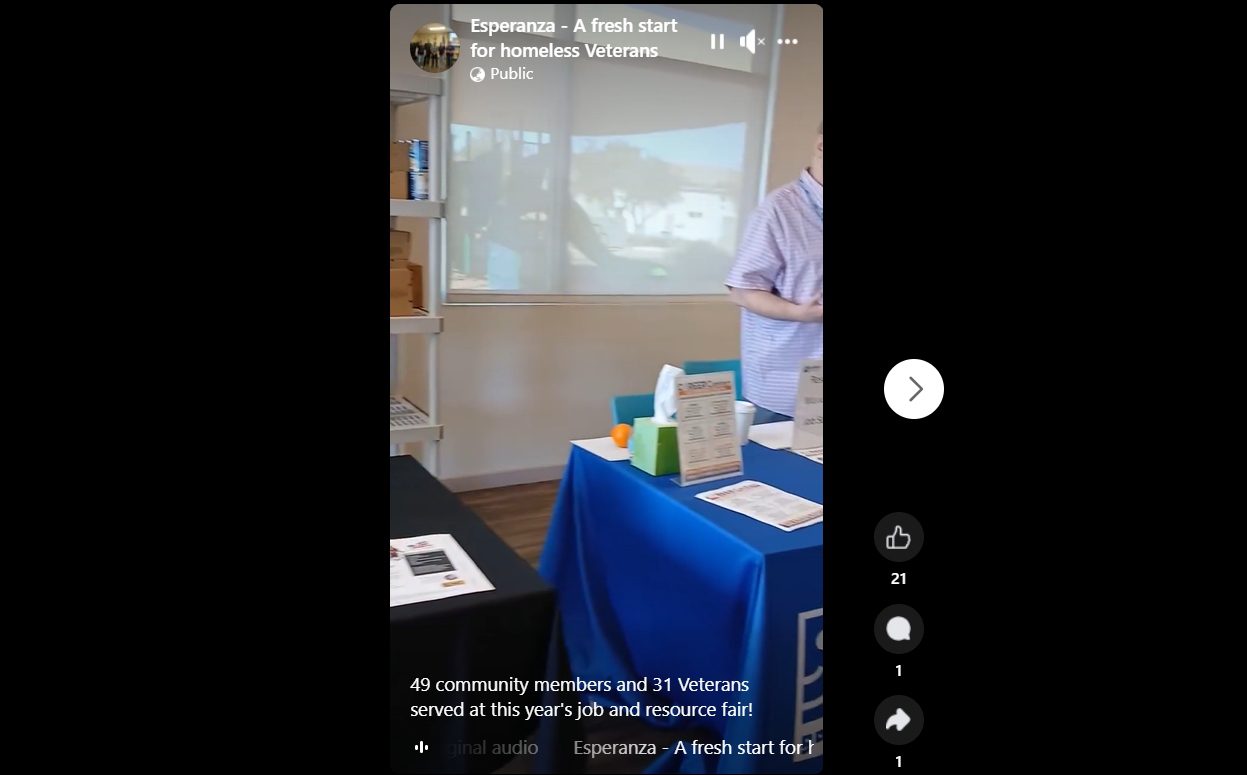 Veterans resource fair table with brochures
